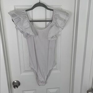 White Vestique Ruffled Sleeve Bodysuit